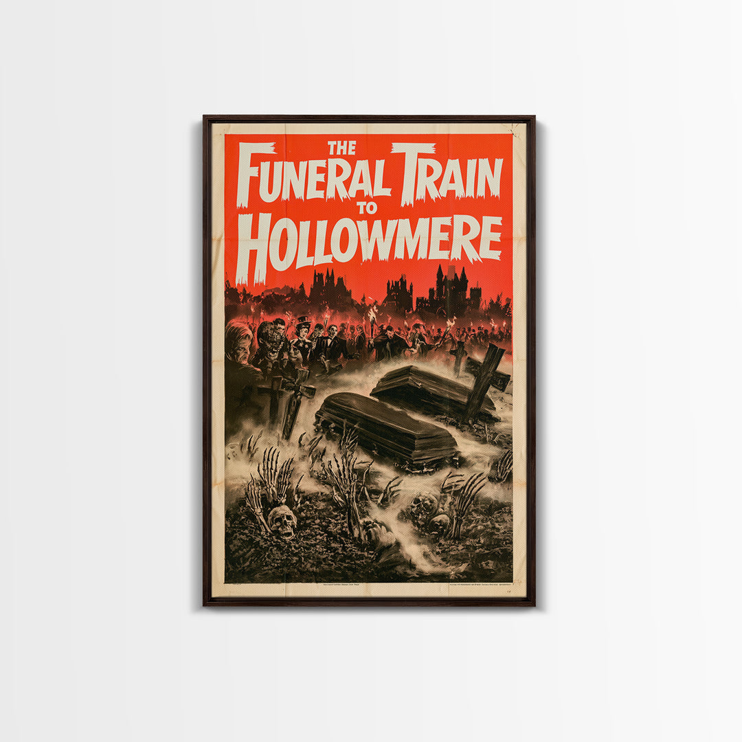 The Funeral Train To Hollowmere, English Language Horror Movie Poster, 1960s Horror Art, Retro Horror Movie Art, Canvas Print