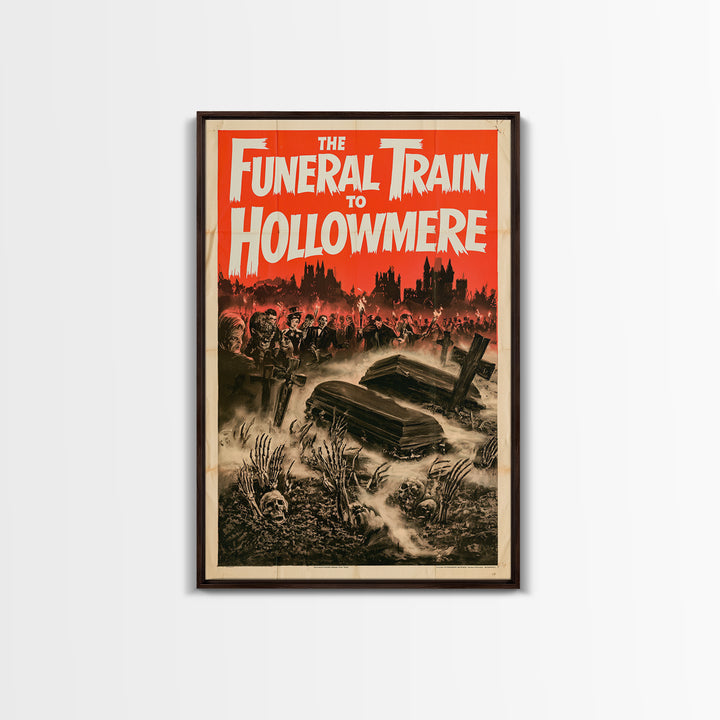 The Funeral Train To Hollowmere, English Language Horror Movie Poster, 1960s Horror Art, Retro Horror Movie Art, Canvas Print