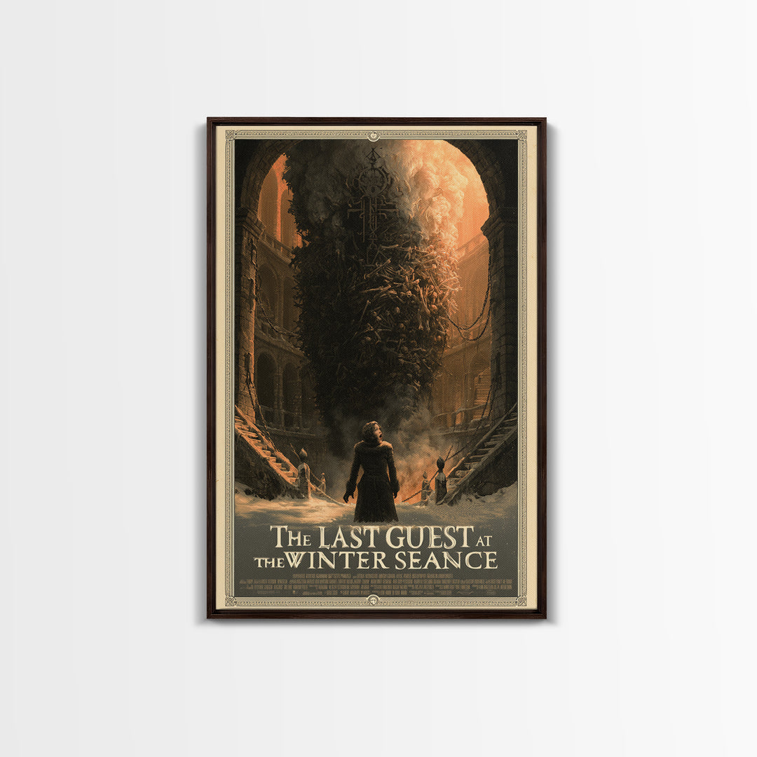 The Last Guest At The Winter Seance, English Language Horror Movie Poster, Architectural Etching Art, Gothic Cinema Wall Art