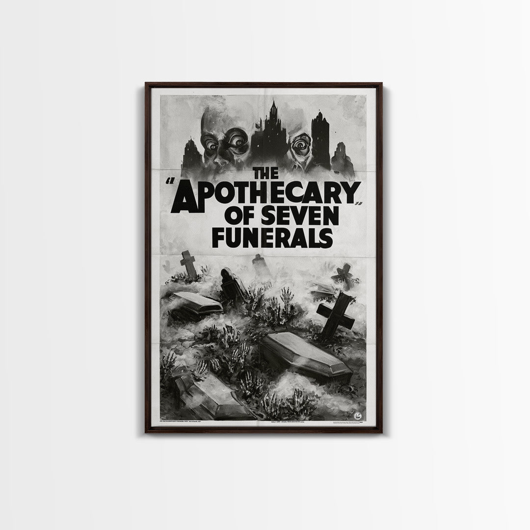The Apothecary Of Seven Funerals, English Language Horror Movie Poster, 1930s Horror Art, Cult Horror Poster, Framed Canvas Print