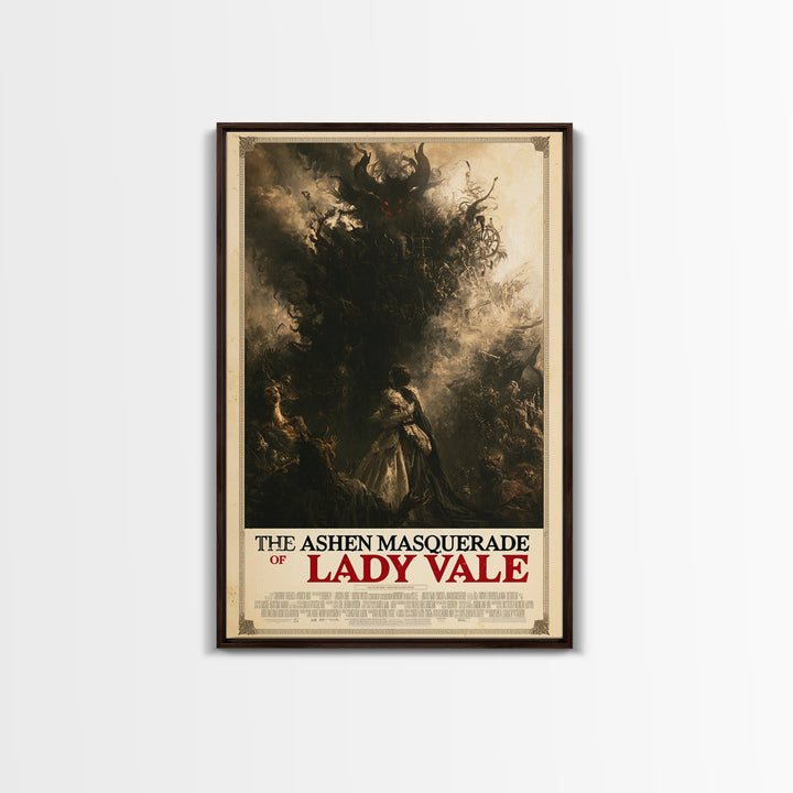 The Ashen Masquerade Of Lady Vale, English Language Horror Movie Poster, Gothic Nightmare Art, Classic Monster Poster