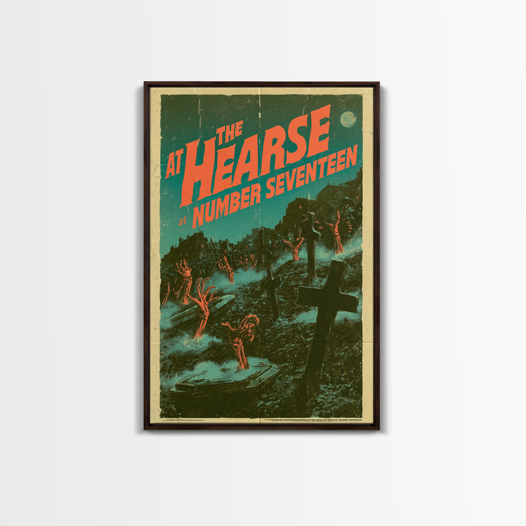 The Hearse At Number Seventeen, English Language Horror Movie Poster, Giallo Horror Art, Retro Horror Movie Art, Framed Canvas Print