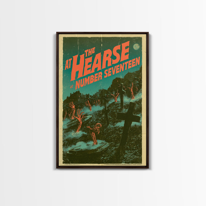 The Hearse At Number Seventeen, English Language Horror Movie Poster, Giallo Horror Art, Retro Horror Movie Art, Framed Canvas Print