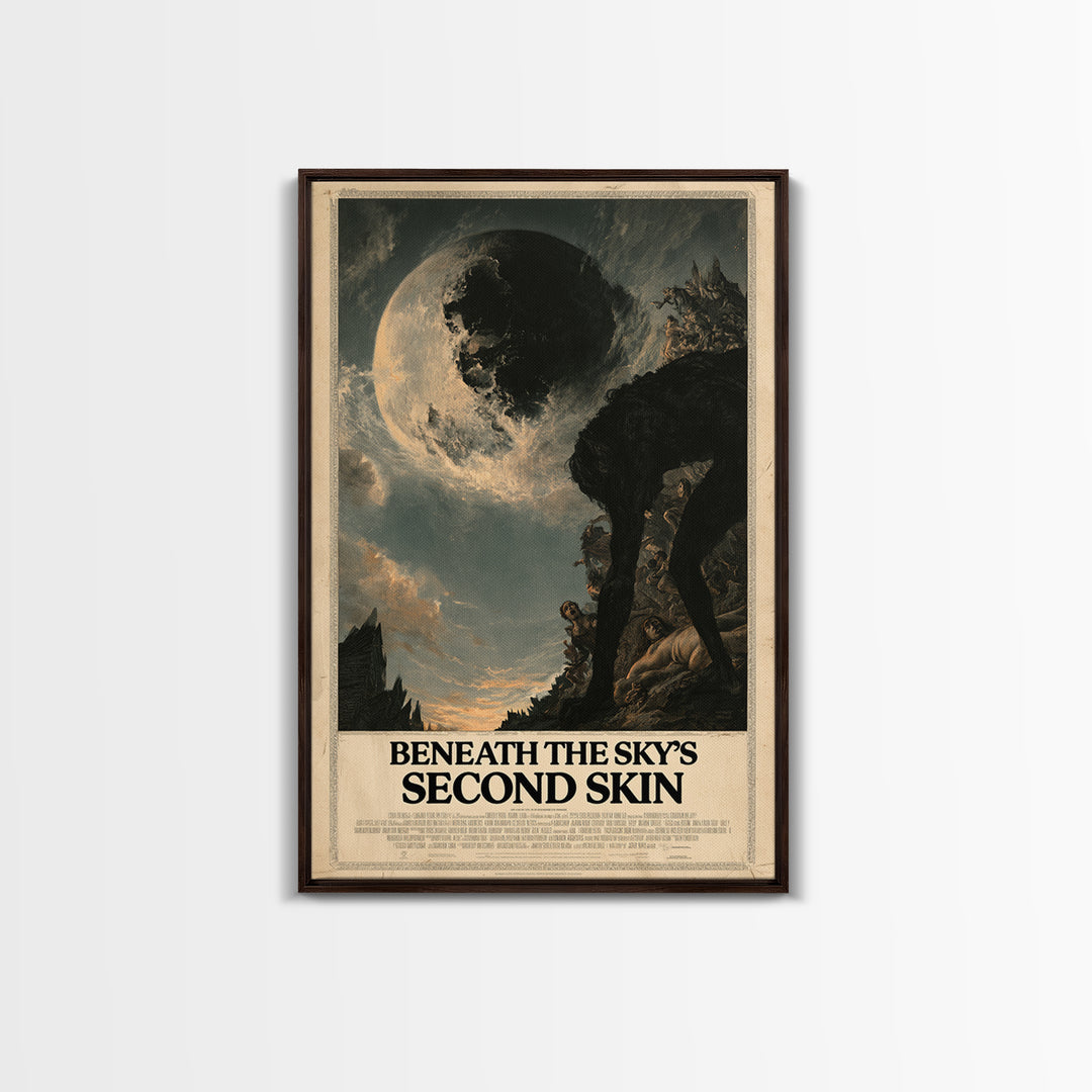 Beneath The Sky'S Second Skin, English Language Horror Movie Poster, Gothic Nightmare Art, Retro Horror Movie Art, Framed Canvas Print