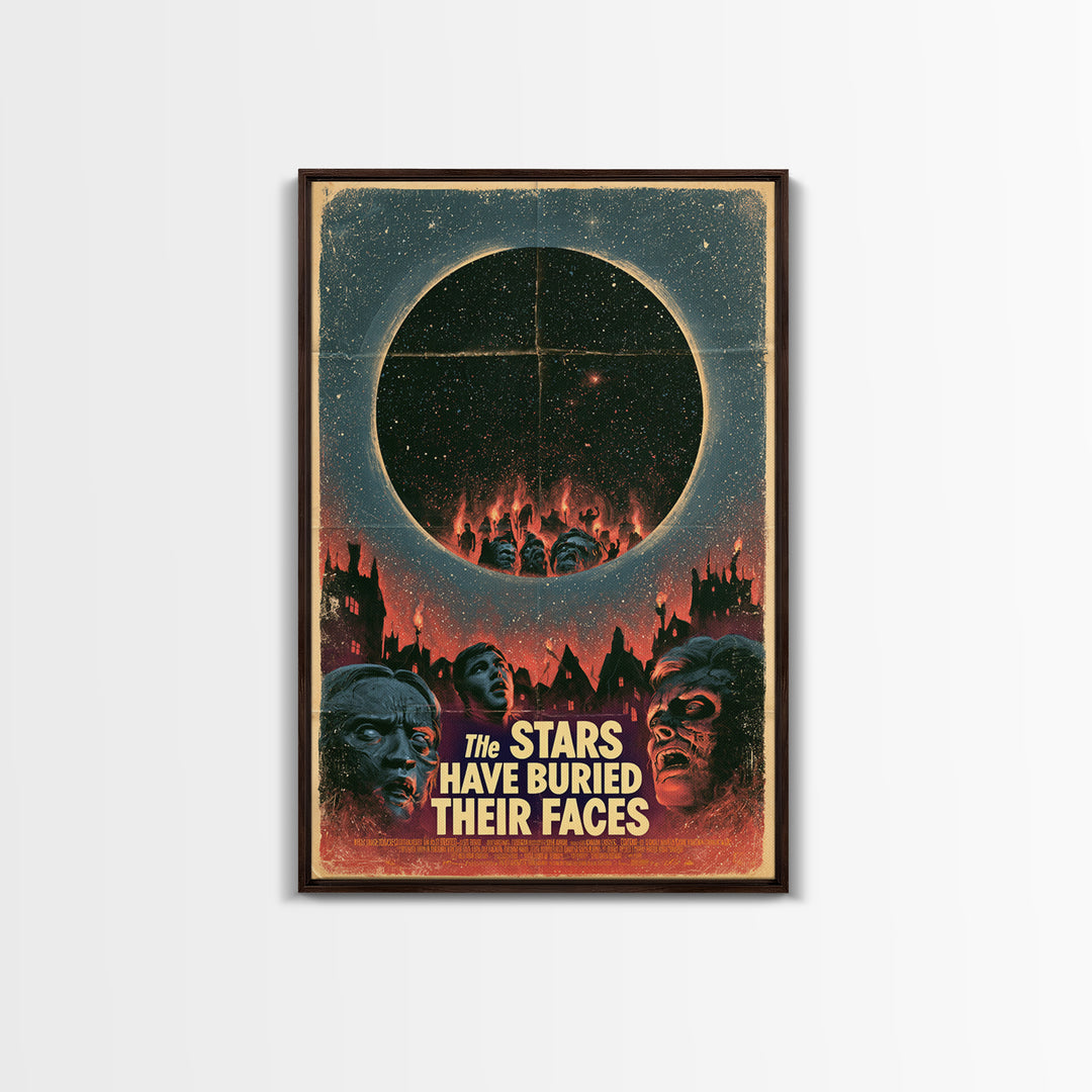 The Stars Have Buried Their Faces, English Language Horror Movie Poster, 1960s Horror Art, Classic Monster Poster, Framed Canvas Print