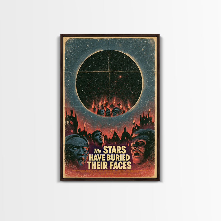 The Stars Have Buried Their Faces, English Language Horror Movie Poster, 1960s Horror Art, Classic Monster Poster, Framed Canvas Print