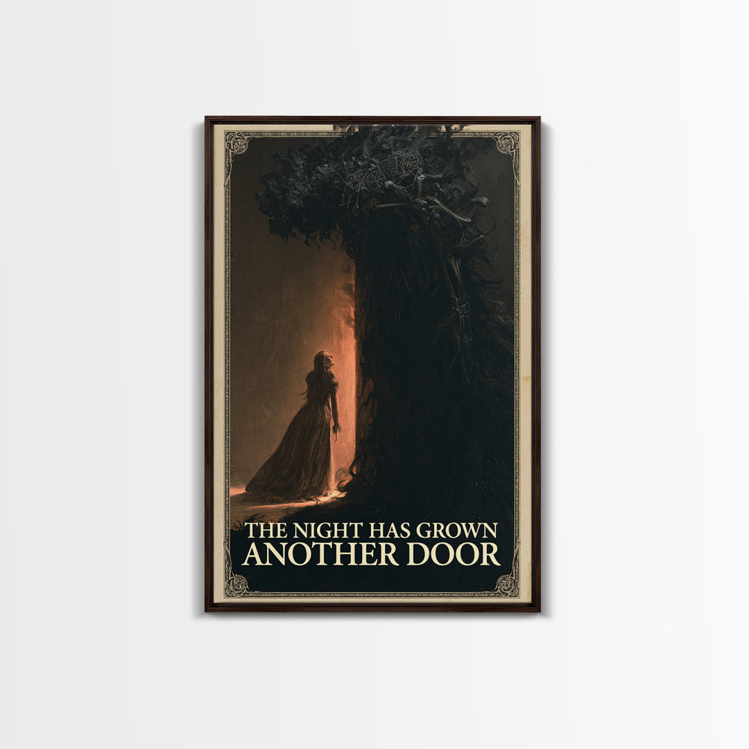 The Night Has Grown Another Door, English Language Horror Movie Poster, Gothic Nightmare Art, Cult Horror Poster, Framed Canvas Print