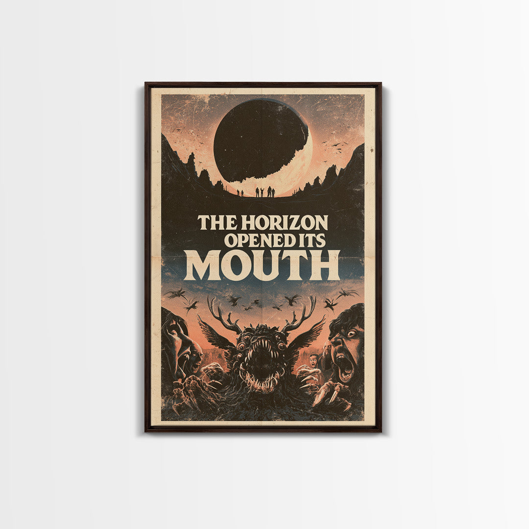 The Horizon Opened Its Mouth, English Language Horror Movie Poster, 1970s Horror Art, Cult Horror Poster, Framed Canvas Print