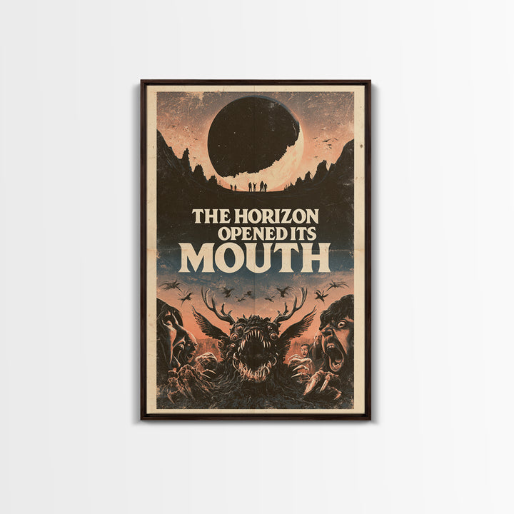 The Horizon Opened Its Mouth, English Language Horror Movie Poster, 1970s Horror Art, Cult Horror Poster, Framed Canvas Print