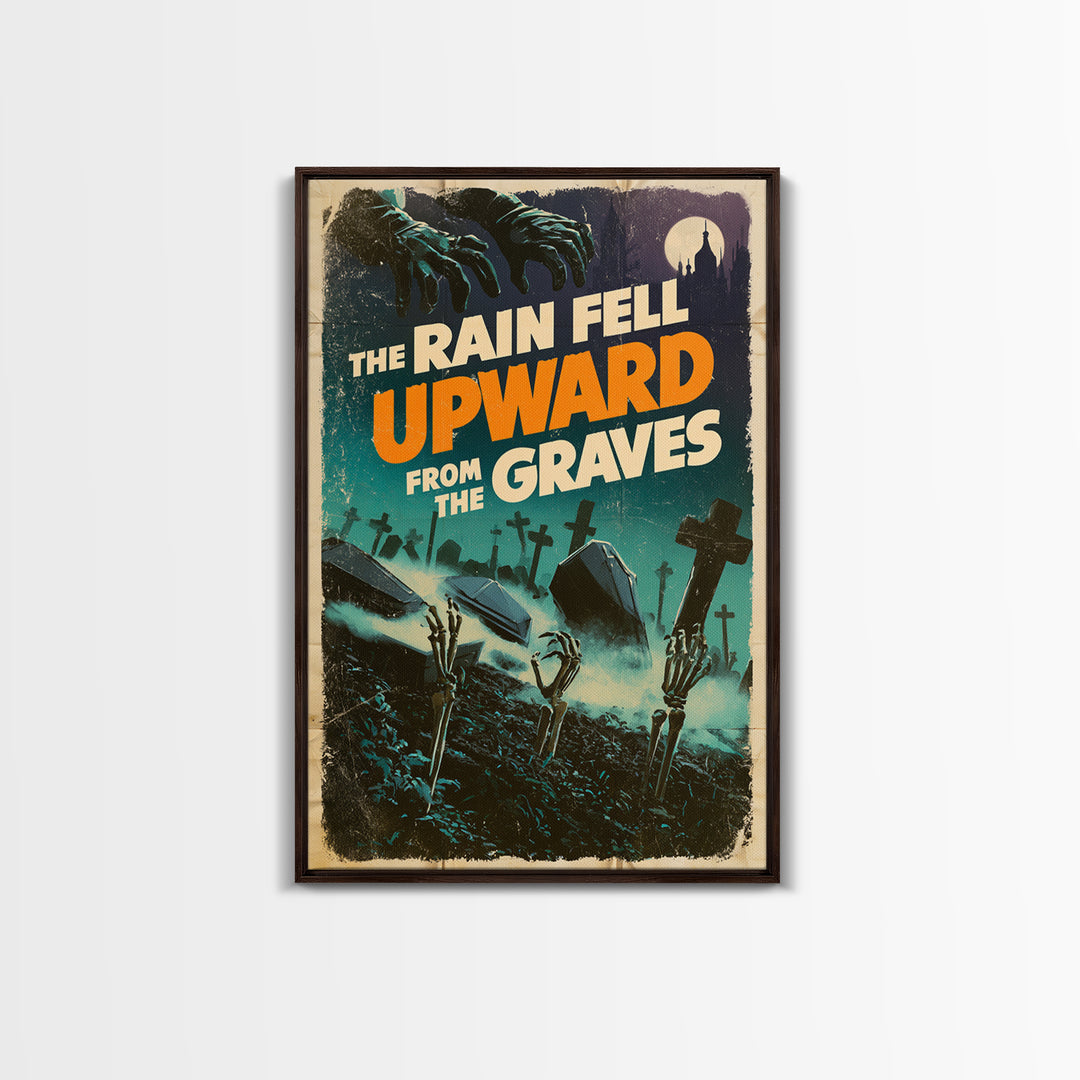 The Rain Fell Upward From The Graves, English Language Horror Movie Poster, Giallo Horror Art, Classic Monster Poster, Framed Canvas Print