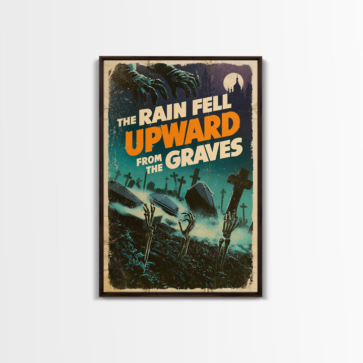 The Rain Fell Upward From The Graves, English Language Horror Movie Poster, Giallo Horror Art, Classic Monster Poster, Framed Canvas Print