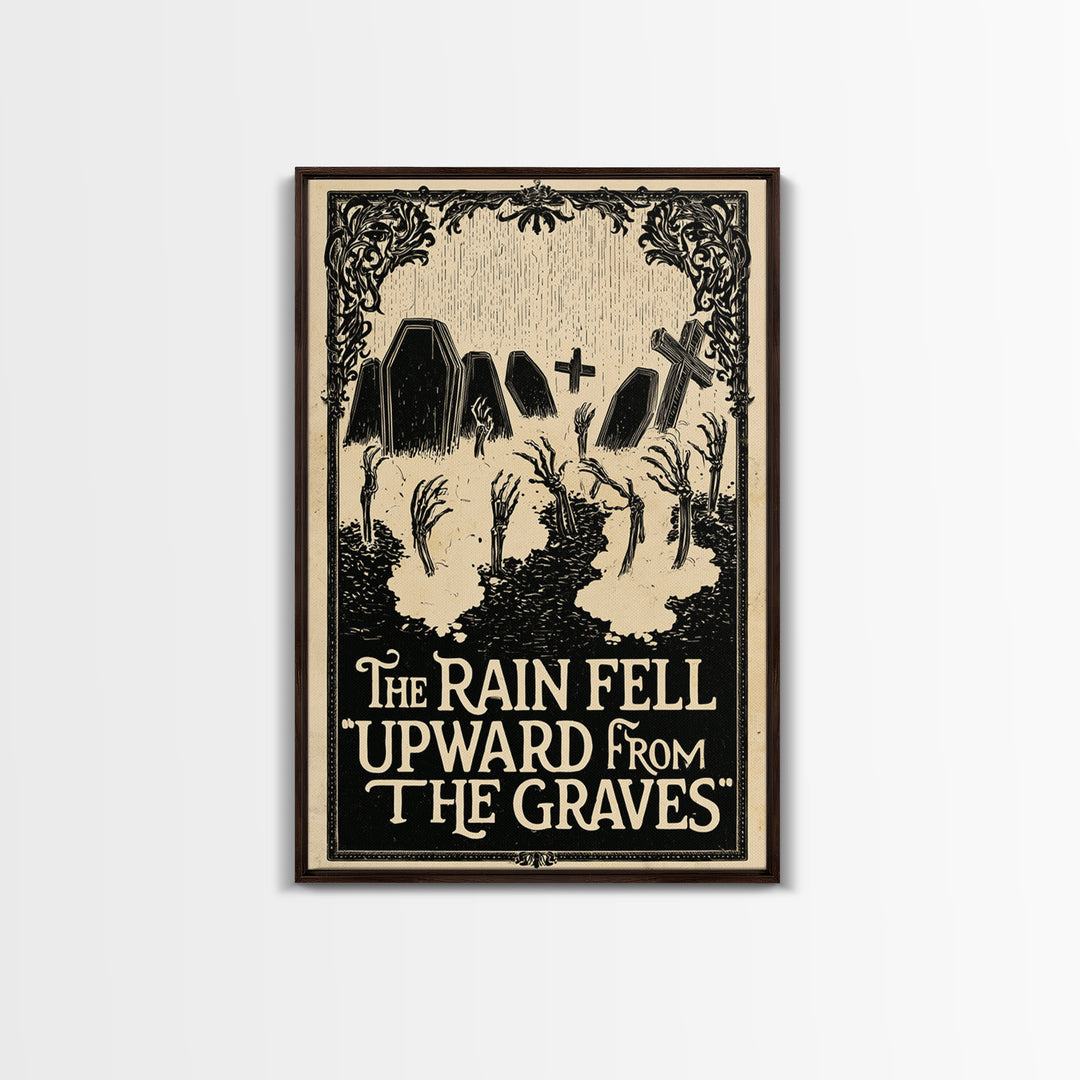 The Rain Fell Upward From The Graves, English Language Horror Movie Poster, Decadent Line Art, Cult Horror Poster
