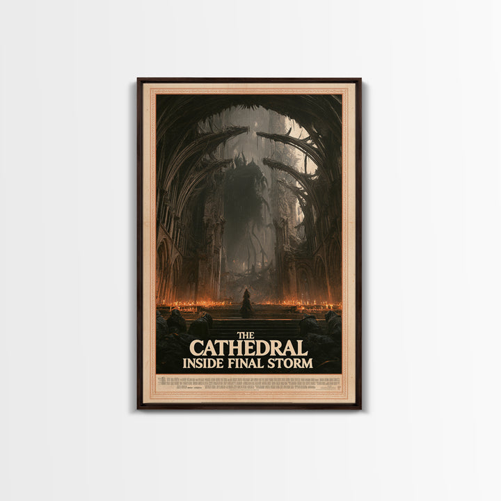 The Cathedral Inside The Final Storm, English Language Horror Movie Poster, Gothic Nightmare Art, Gothic Cinema Wall Art, Canvas Print