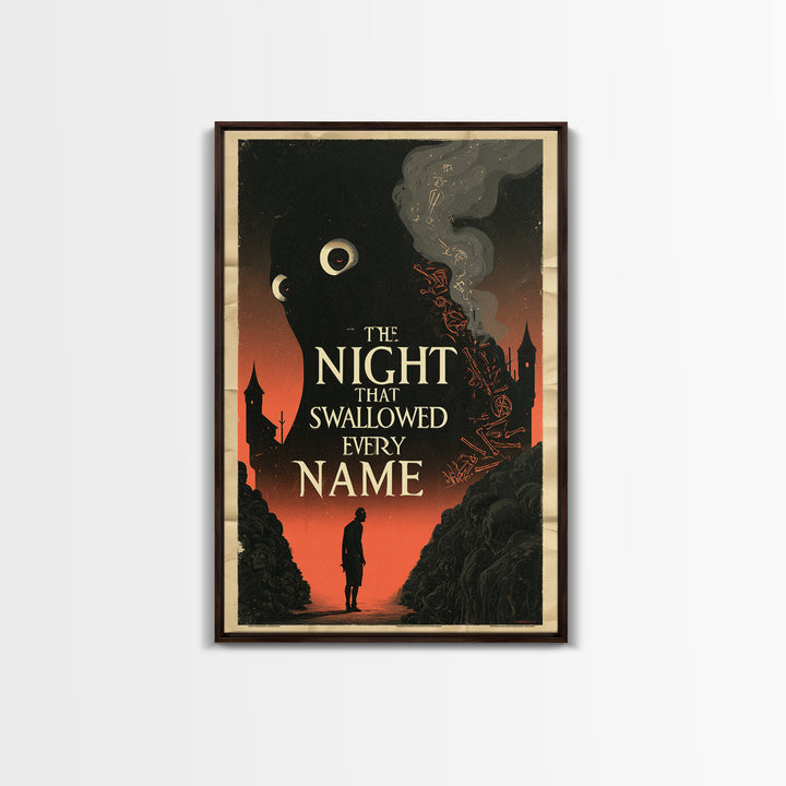 The Night That Swallowed Every Name, English Language Horror Movie Poster, 1930s Horror Art, Gothic Cinema Wall Art, Canvas Print