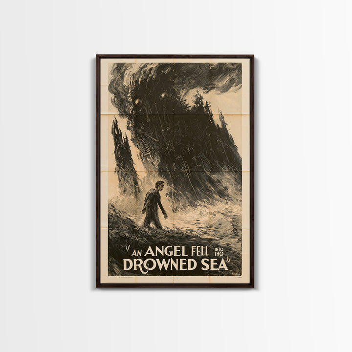An Angel Fell Into The Drowned Sea, English Language Horror Movie Poster, 1930s Horror Art, Gothic Cinema Wall Art, Canvas Print
