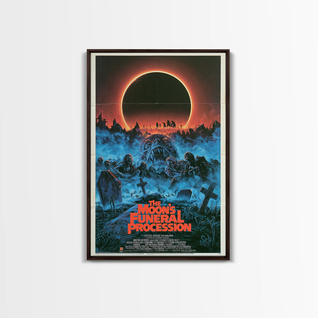 The Moon'S Funeral Procession, English Language Horror Movie Poster, 1980s Vhs Nightmare Cover Inspired Art, Cult Horror Poster