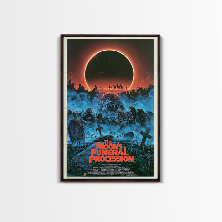 The Moon'S Funeral Procession, English Language Horror Movie Poster, 1980s Vhs Nightmare Cover Inspired Art, Cult Horror Poster