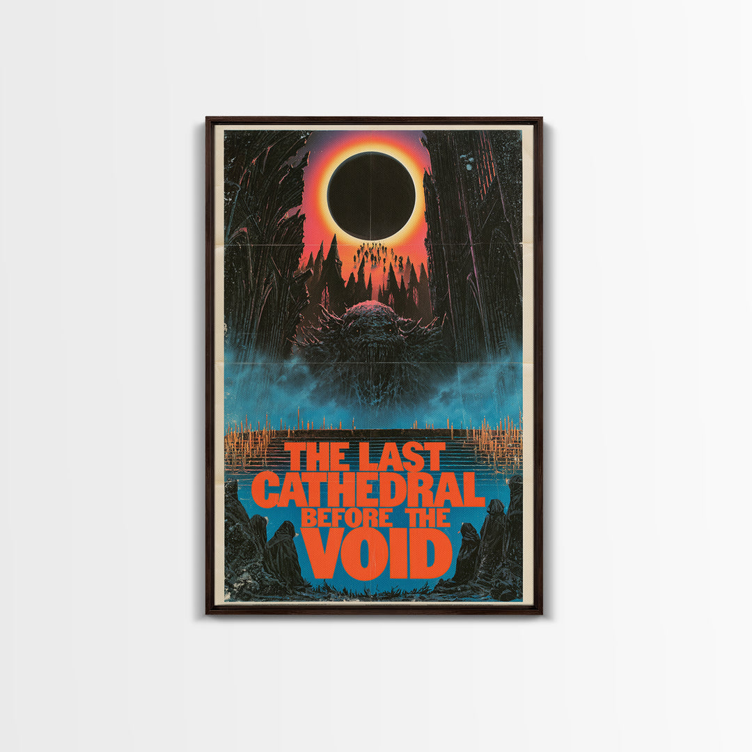 The Last Cathedral Before The Void, English Language Horror Movie Poster, 1980s Vhs Nightmare Cover Inspired Art, Gothic Cinema Wall Art