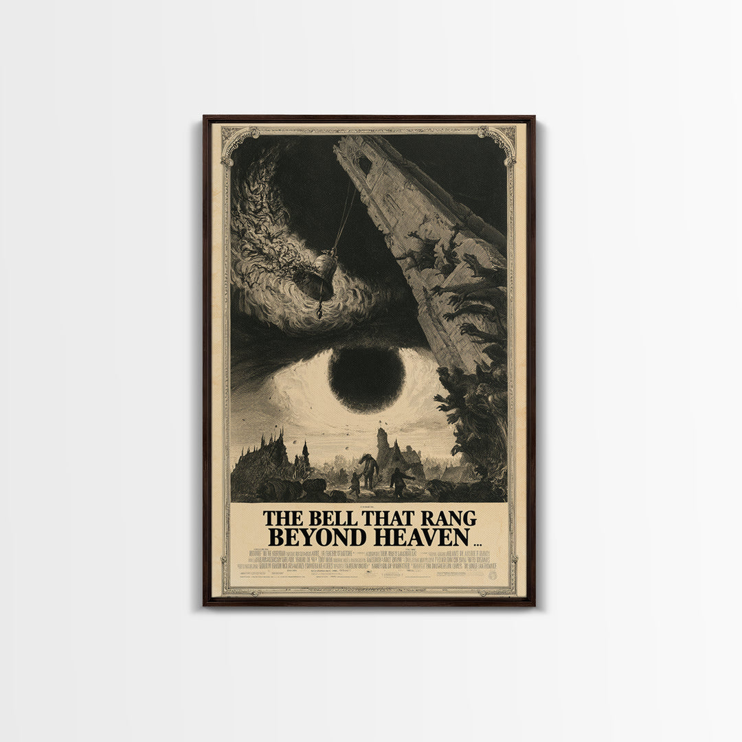 The Bell That Rang Beyond Heaven, English Language Horror Movie Poster, Gothic Engraving Art, Gothic Cinema Wall Art, Horror Wall Decor