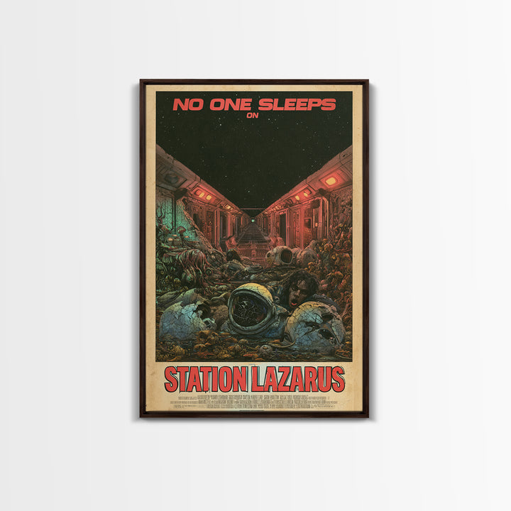 No One Sleeps On Station Lazarus, English Language Horror Movie Poster, Stained Glass Gothic Art, Cult Horror Poster, Canvas Print