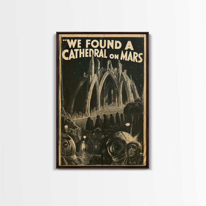 We Found A Cathedral On Mars, English Language Horror Movie Poster, 1930s Horror Art, Gothic Cinema Wall Art, Framed Canvas Print