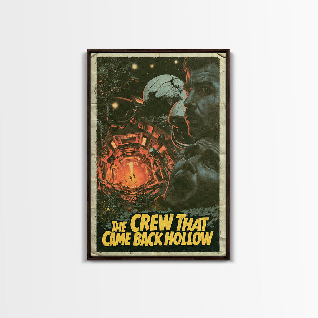 The Crew That Came Back Hollow, English Language Horror Movie Poster, 1970s Horror Art, Cult Horror Poster, Framed Canvas Print