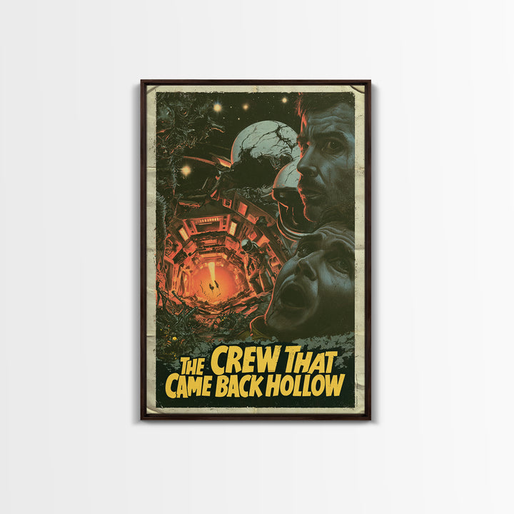 The Crew That Came Back Hollow, English Language Horror Movie Poster, 1970s Horror Art, Cult Horror Poster, Framed Canvas Print