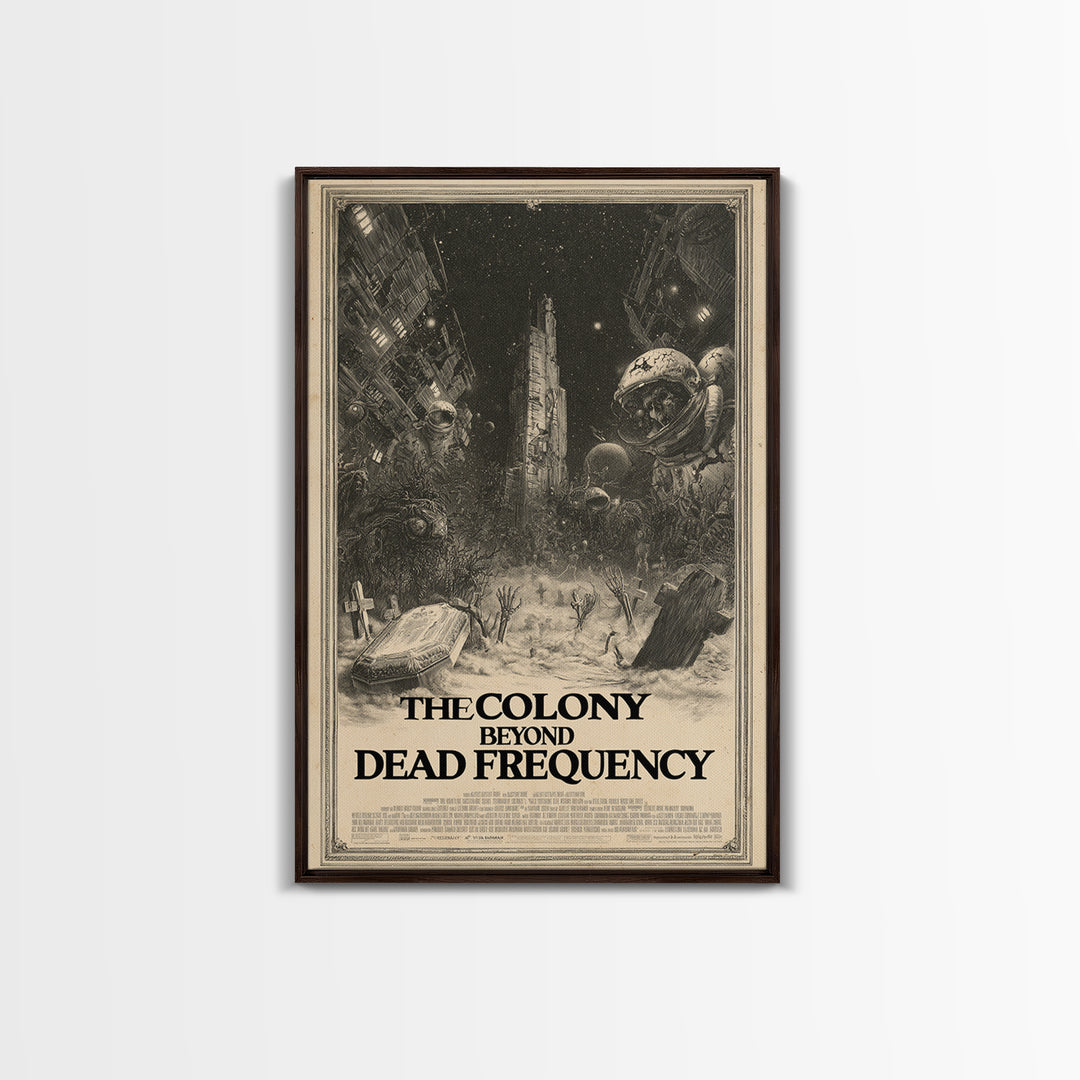 The Colony Beyond The Dead Frequency, English Language Horror Movie Poster, Gothic Engraving Art, Gothic Cinema Wall Art