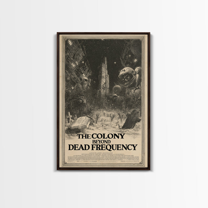 The Colony Beyond The Dead Frequency, English Language Horror Movie Poster, Gothic Engraving Art, Gothic Cinema Wall Art
