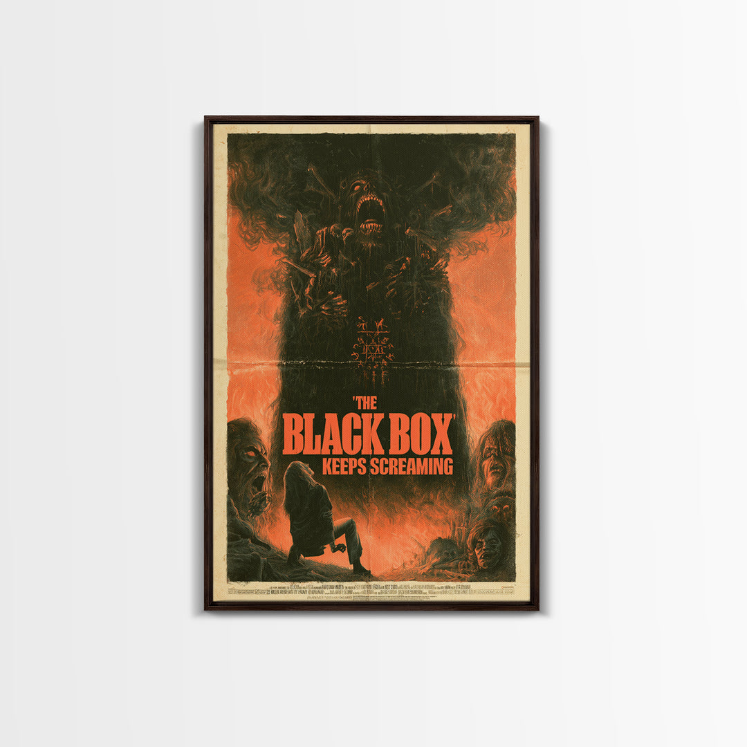 The Black Box Keeps Screaming, English Language Horror Movie Poster, 1970s Horror Art, Retro Horror Movie Art, Framed Canvas Print