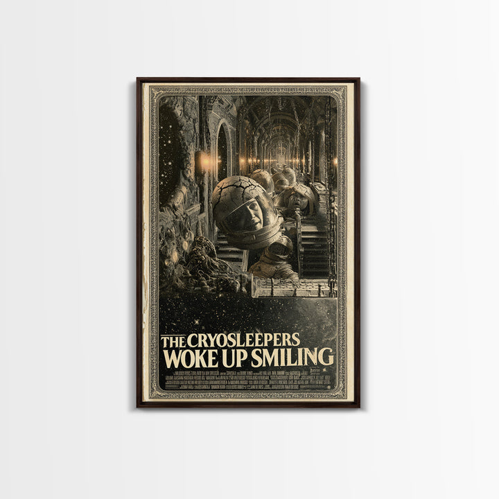 The Cryosleepers Woke Up Smiling, English Language Horror Movie Poster, Architectural Etching Art, Classic Monster Poster