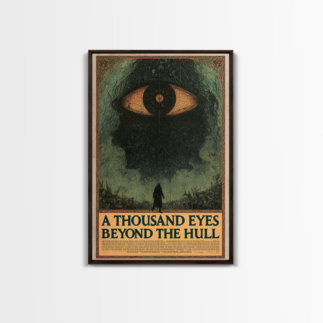 A Thousand Eyes Beyond The Hull, English Language Horror Movie Poster, Stained Glass Gothic Art, Classic Monster Poster, Canvas Print