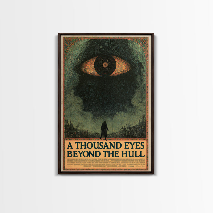 A Thousand Eyes Beyond The Hull, English Language Horror Movie Poster, Stained Glass Gothic Art, Classic Monster Poster, Canvas Print