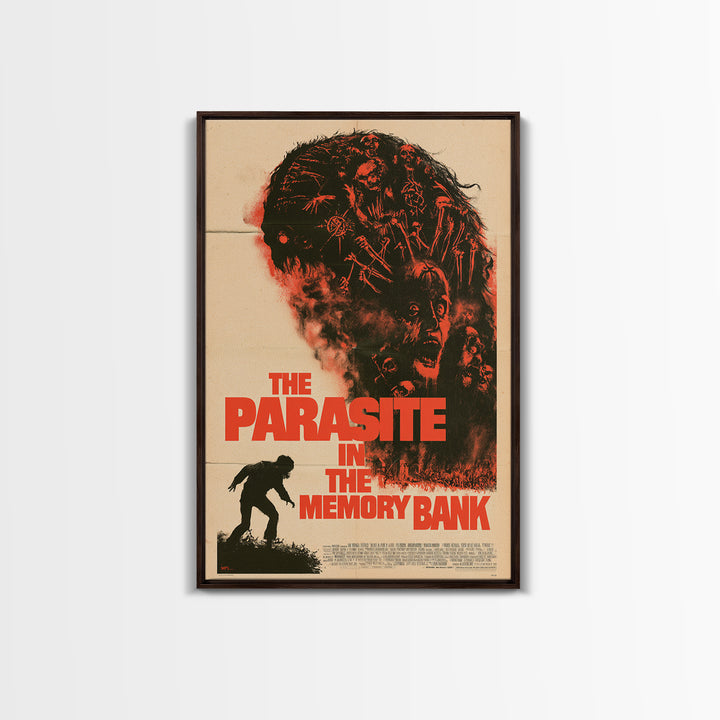 The Parasite In The Memory Bank, English Language Horror Movie Poster, 1970s Horror Art, Gothic Cinema Wall Art, Framed Canvas Print