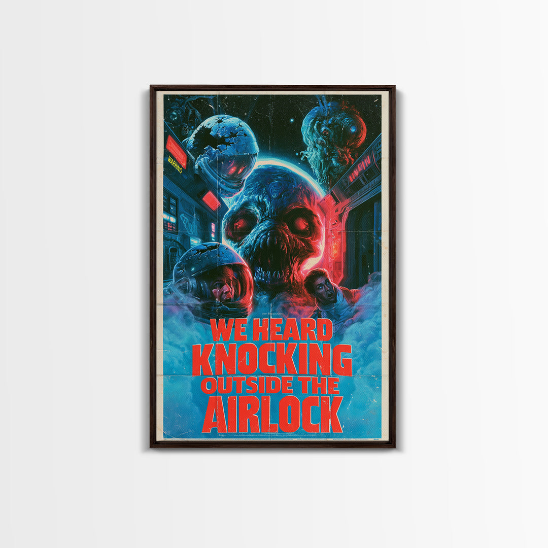 We Heard Knocking Outside The Airlock, English Language Horror Movie Poster, 1980s Vhs Nightmare Cover Inspired Art, Gothic Cinema Wall Art