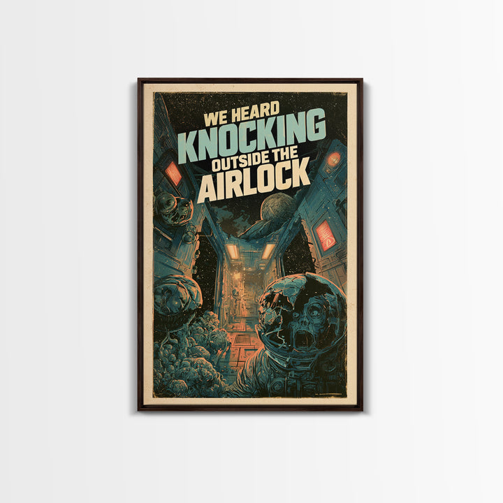 We Heard Knocking Outside The Airlock, English Language Horror Movie Poster, Decadent Line Art, Classic Monster Poster