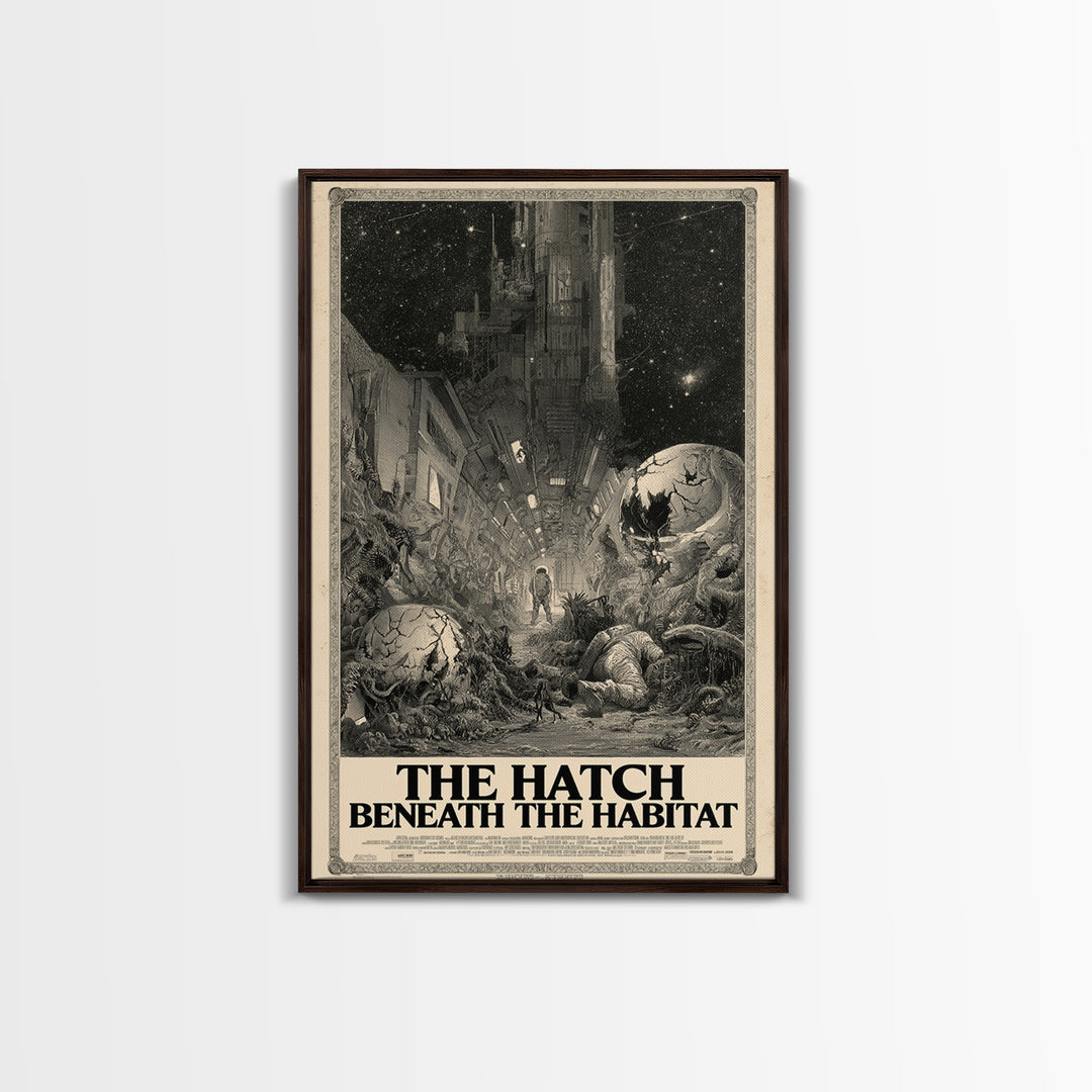 The Hatch Beneath The Habitat, English Language Horror Movie Poster, Gothic Engraving Art, Gothic Cinema Wall Art, Canvas Print