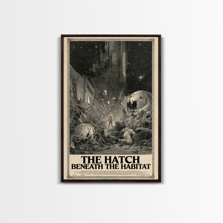 The Hatch Beneath The Habitat, English Language Horror Movie Poster, Gothic Engraving Art, Gothic Cinema Wall Art, Canvas Print