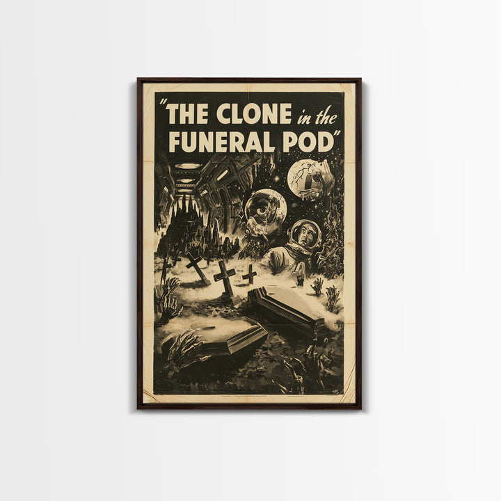The Clone In The Funeral Pod, English Language Horror Movie Poster, 1930s Horror Art, Retro Horror Movie Art, Canvas Print