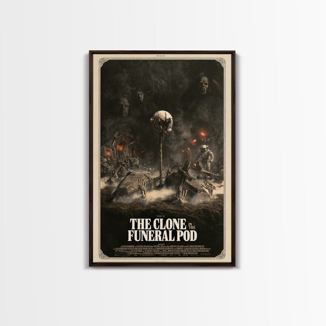 The Clone In The Funeral Pod, English Language Horror Movie Poster, Dark Romantic Horror Art, Gothic Cinema Wall Art, Framed Canvas Print