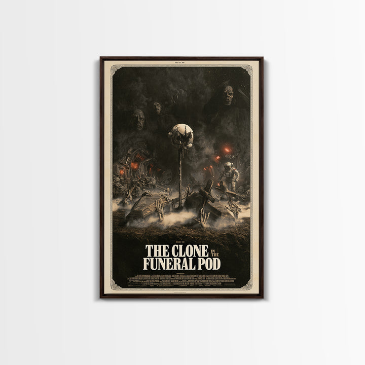 The Clone In The Funeral Pod, English Language Horror Movie Poster, Dark Romantic Horror Art, Gothic Cinema Wall Art, Framed Canvas Print