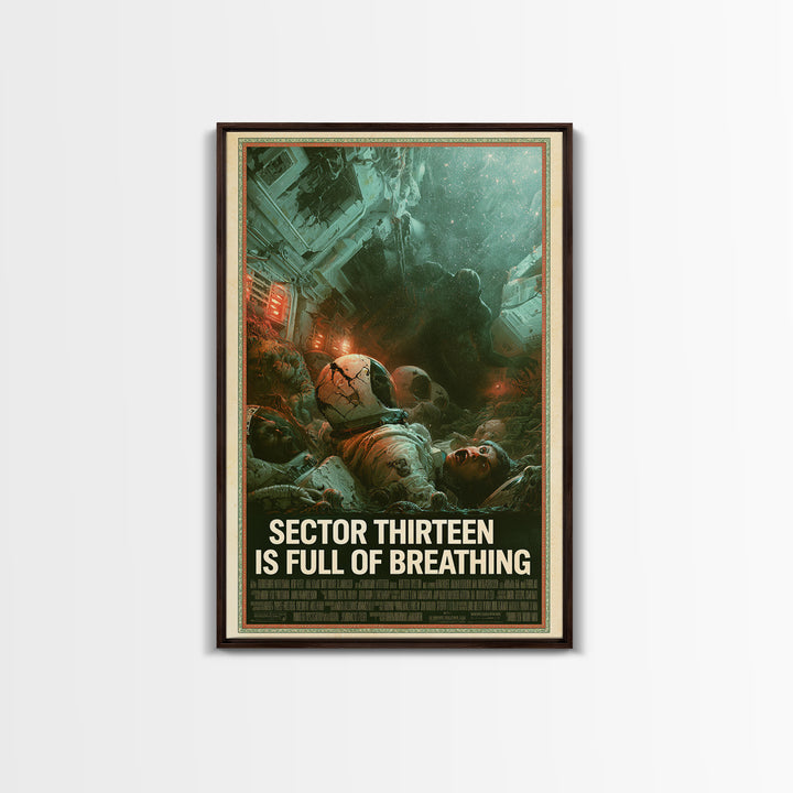 Sector Thirteen Is Full Of Breathing, English Language Horror Movie Poster, Gothic Nightmare Art, Classic Monster Poster