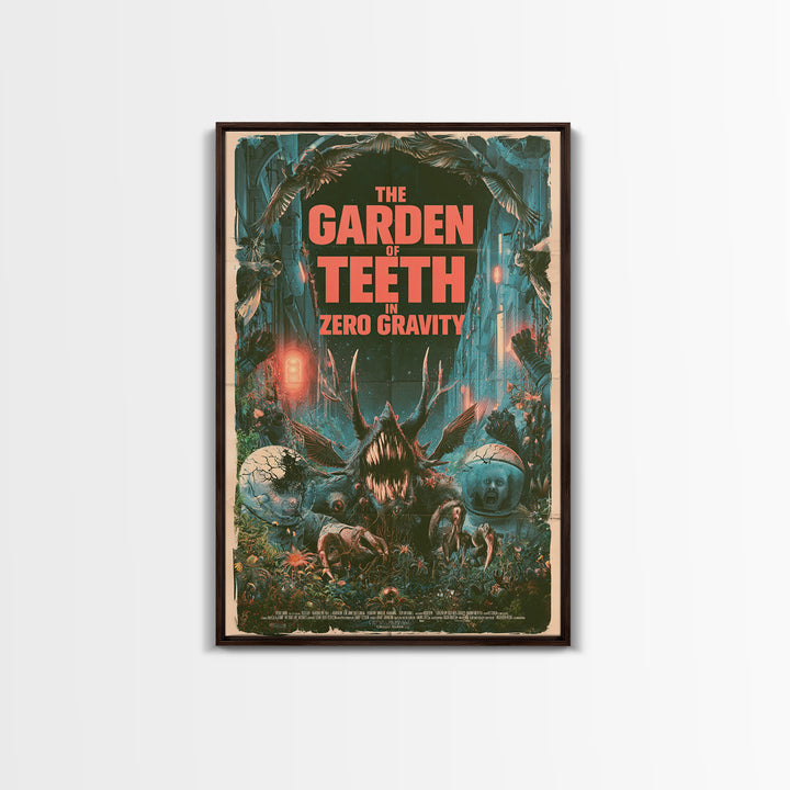 The Garden Of Teeth In Zero Gravity, English Language Horror Movie Poster, Giallo Horror Art, Gothic Cinema Wall Art, Framed Canvas Print