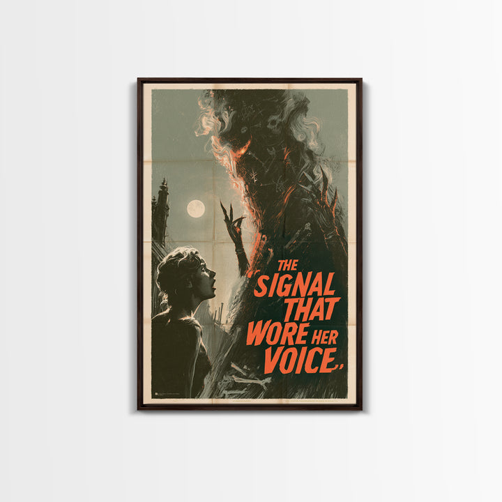 The Signal That Wore Her Voice, English Language Horror Movie Poster, Giallo Horror Art, Cult Horror Poster, Framed Canvas Print