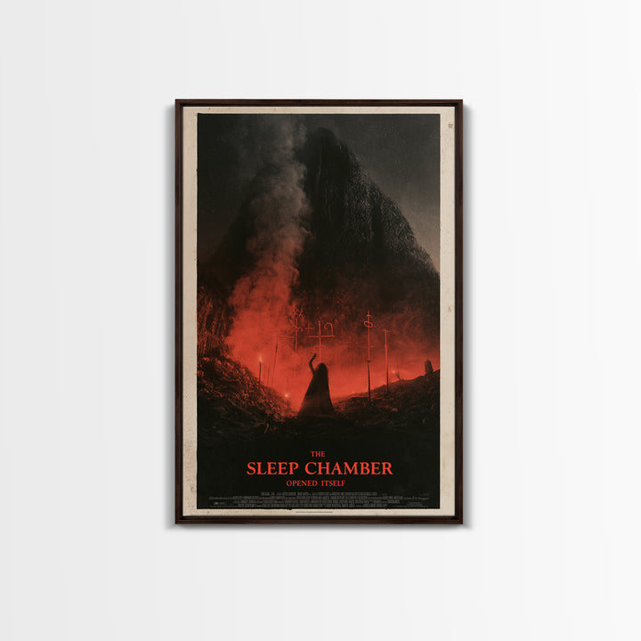 The Sleep Chamber Opened Itself, English Language Horror Movie Poster, 1930s Horror Art, Gothic Cinema Wall Art, Framed Canvas Print