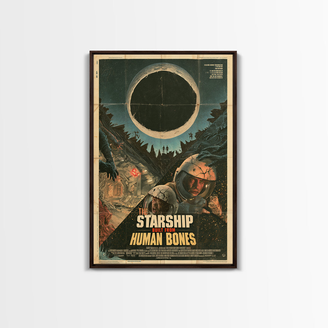 The Starship Built From Human Bones, English Language Horror Movie Poster, Giallo Horror Art, Retro Horror Movie Art, Framed Canvas Print