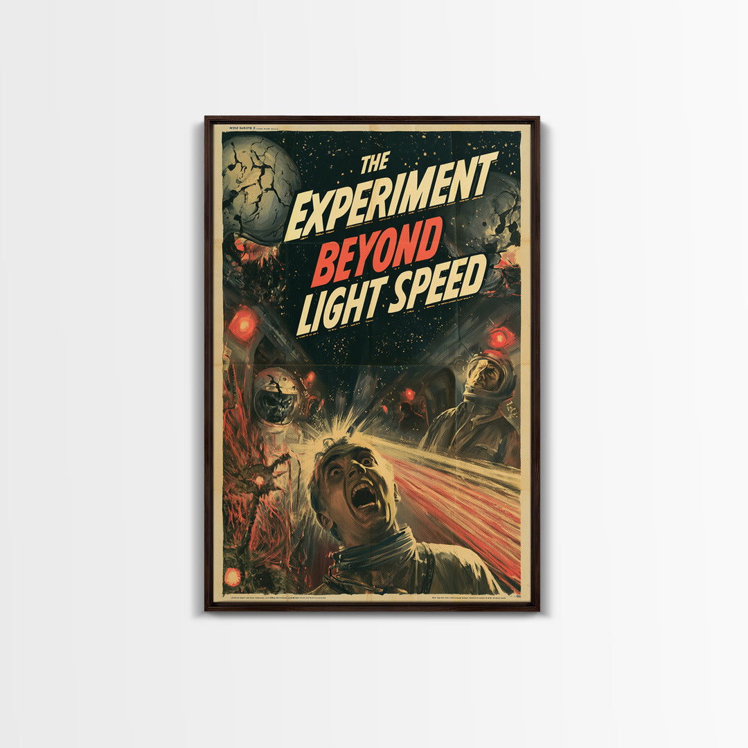 The Experiment Beyond Light Speed, English Language Horror Movie Poster, 1950s Creature-Feature One-Sheet Inspired Art, Cult Horror Poster