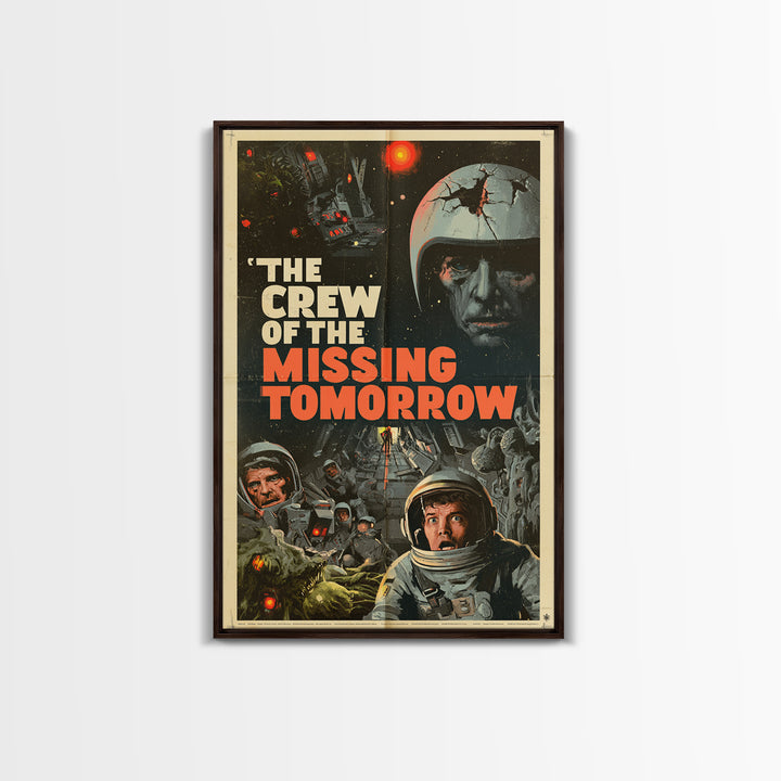 The Crew Of The Missing Tomorrow, English Language Horror Movie Poster, 1970s Horror Art, Retro Horror Movie Art, Framed Canvas Print