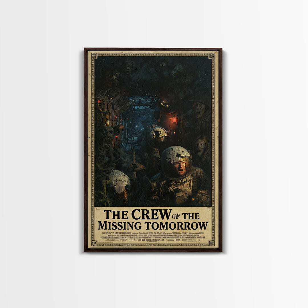 The Crew Of The Missing Tomorrow, English Language Horror Movie Poster, Dark Romantic Horror Art, Retro Horror Movie Art, Canvas Print