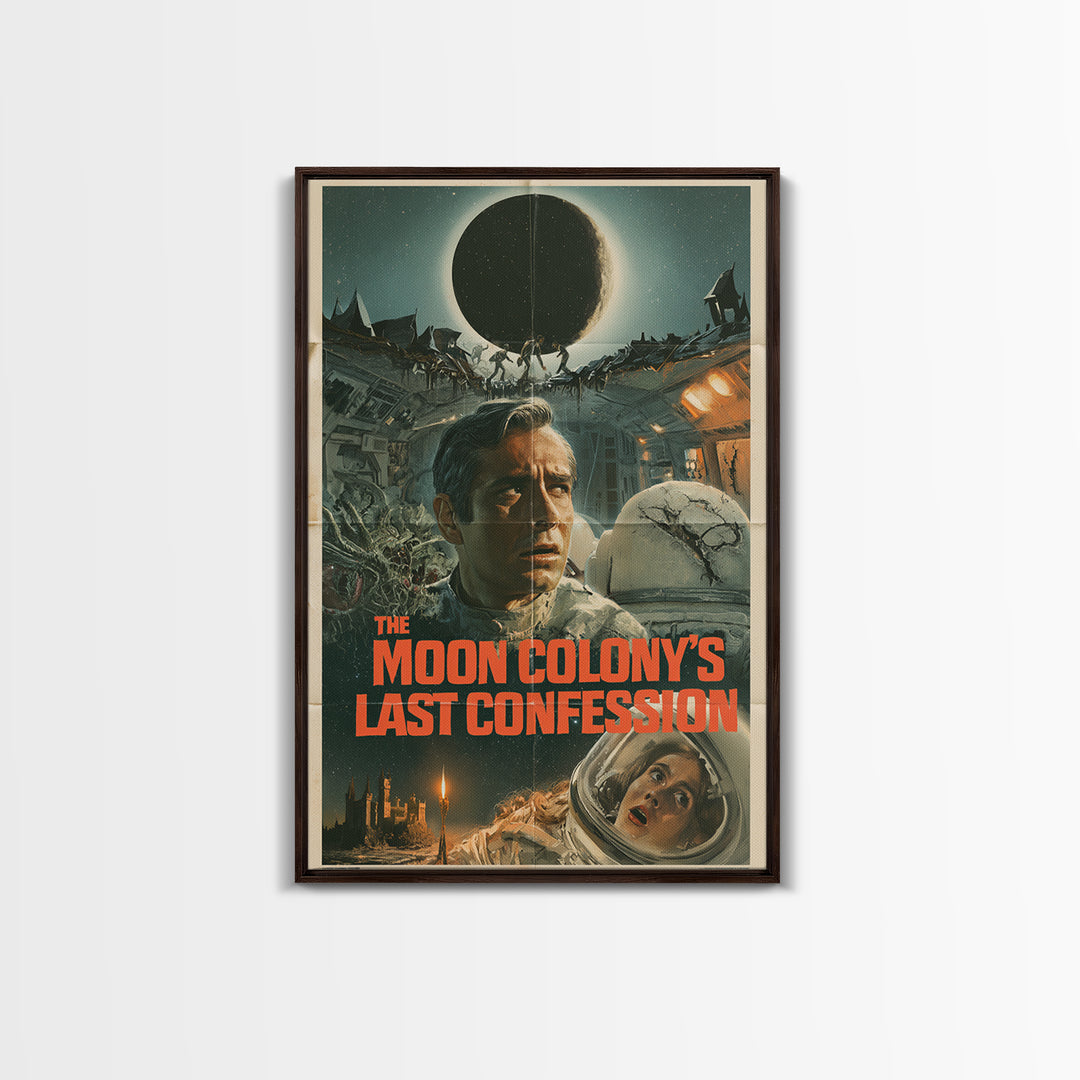 The Moon Colony'S Last Confession, English Language Horror Movie Poster, 1960s Horror Art, Cult Horror Poster, Canvas Print